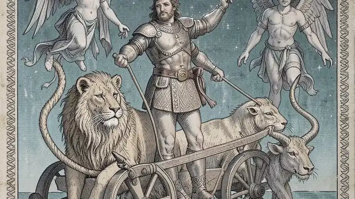 Колесница толкование таро — Аркан VII с львом, сфинксом и огненным колесом