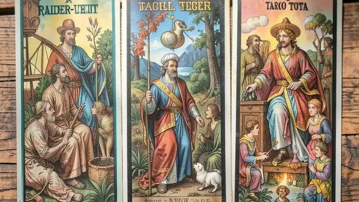Расклад с несколькими колодами: Райдер-Уэйт, Марсельская и Таро Тота