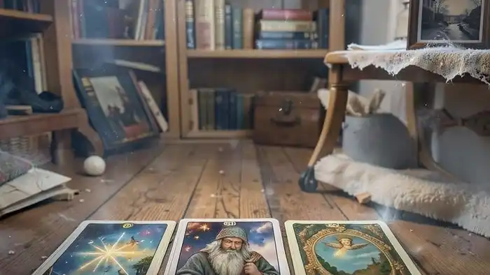 Расклад Таро на три карты на энергию дома: Падшая Звезда, Отшельник, Мир