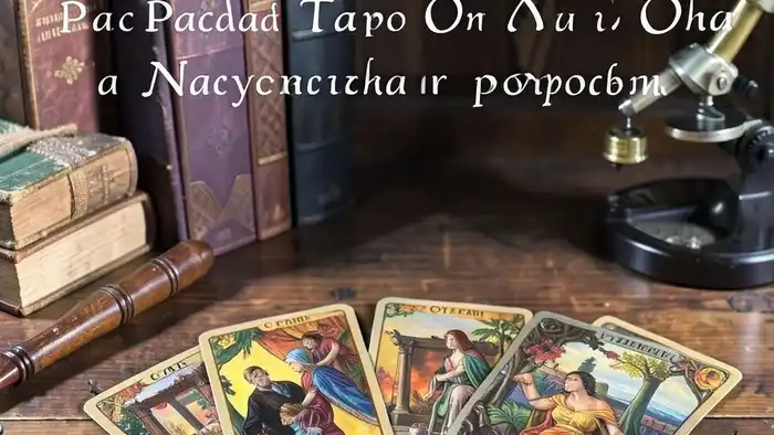Расклад Таро "он и она" на научную работу: схема позиций с картами и академическими атрибутами