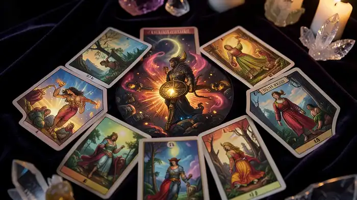 расклад таро он и она схема 10 позиций с картами и символами