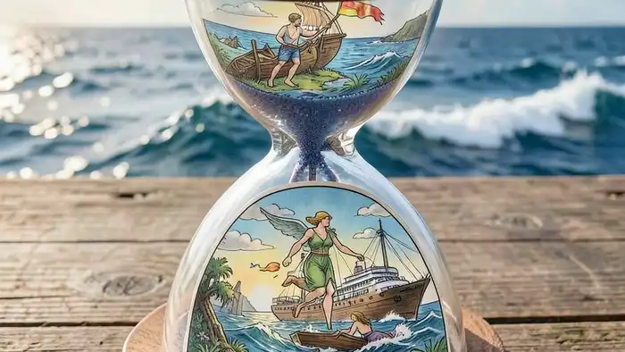 Расклад Таро «песочные часы» на круиз – визуальная схема с морской тематикой