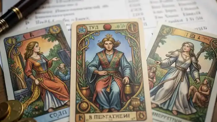 Расклад Таро прошлое настоящее будущее на материальную помощь — три карты на фоне денежных атрибутов