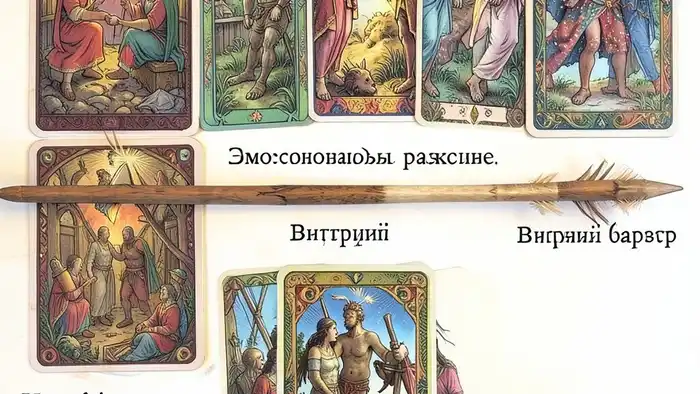 Расклад Таро "стрела" на предложение руки — схема из 7 позиций с интерпретацией карт
