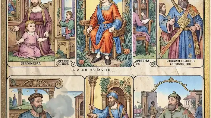 Расклад Таро "цепочка" на опеку через суд: схема из семи звеньев, каждое — карта, отражающая роль участника судебного процесса
