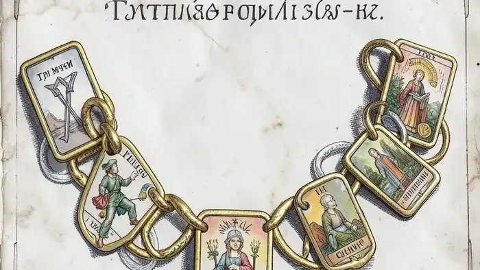 Расклад Таро "цепочка" на здоровье: схема из семи звеньев, каждое — карта, связывающая эмоции и тело