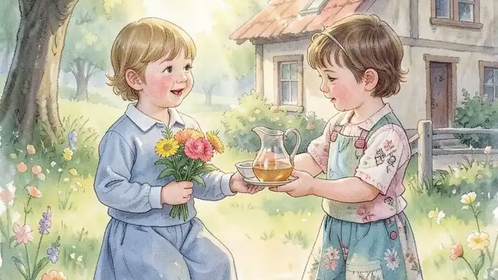 Шестерка Кубков на любовь таро — изображение детей с чашами, символизирующее возвращение к детской эмоциональной модели