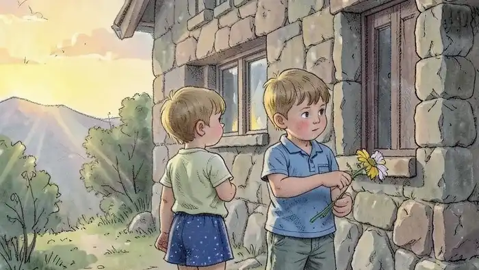 Шестерка Кубков перевернутая таро — дети стоят в тени прошлого, смотрят в сторону света