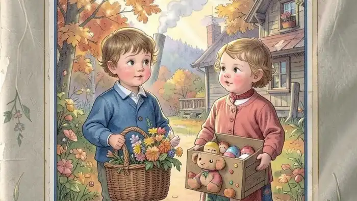 Шестерка Кубков в раскладе таро — изображение карты с двумя детьми и цветами, символизирующая ностальгию и воспоминания
